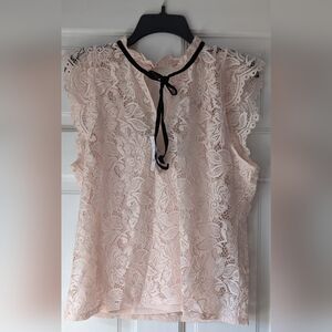 NWT White House Black Market Light Pink Lace Top & Camisole Size Large Petite